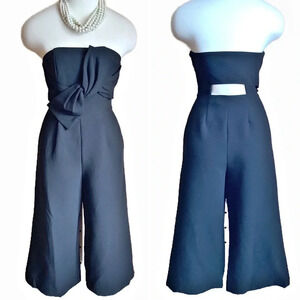 PARVENUE Black Twist Strapless Jumpsuit Size S